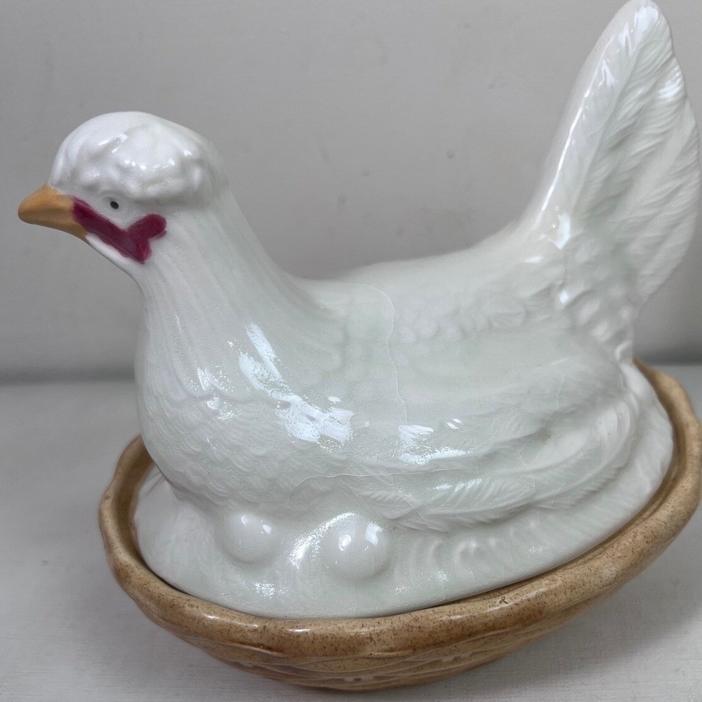 Hen‎ on Nest Egg Box Tureen Antique Staffordshire Chicken 19th Century Rare - Picture 7 of 16